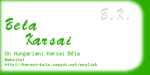 bela karsai business card